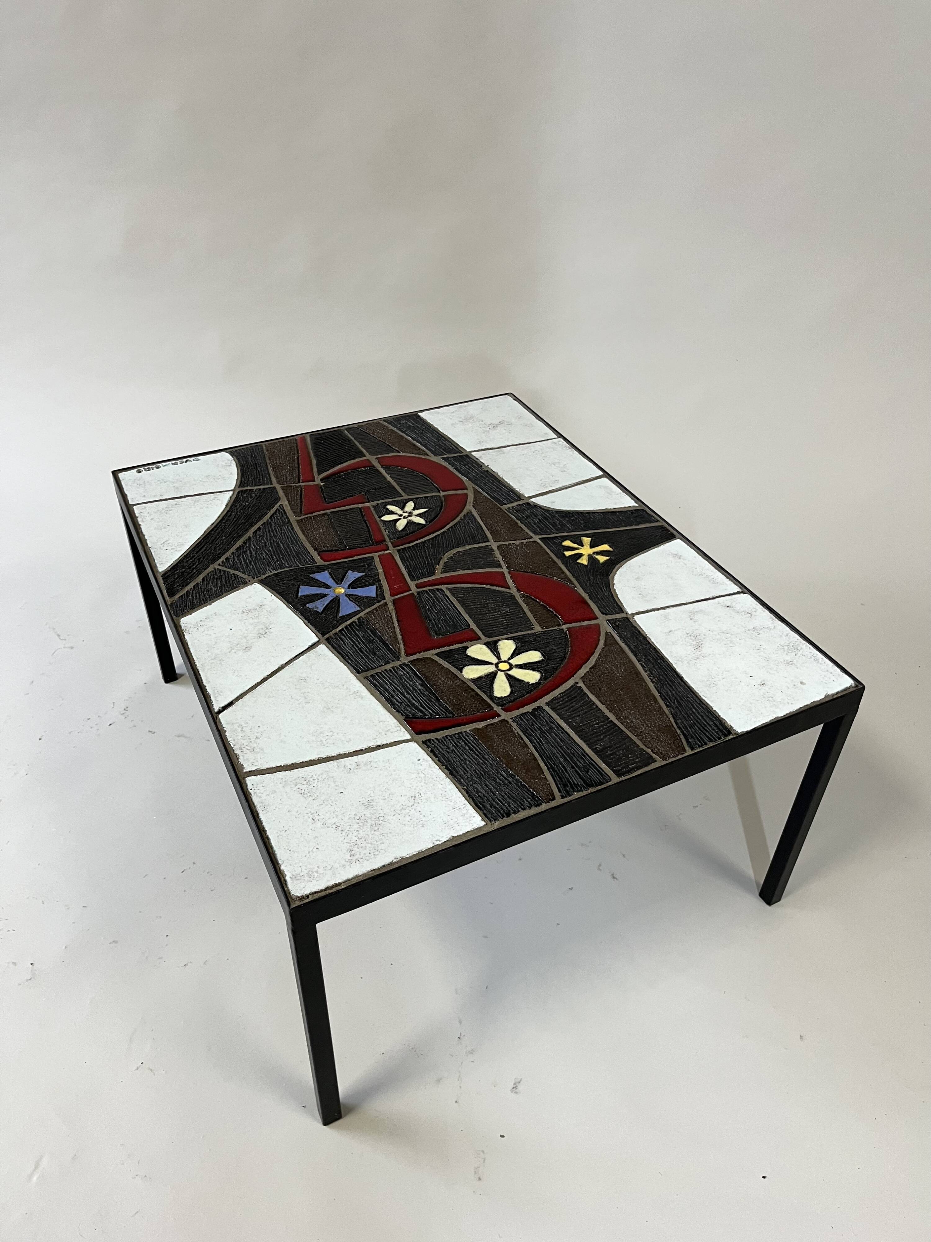 Table d'appoint en céramique par Paul Vermeire pour Perignem, années 1960.