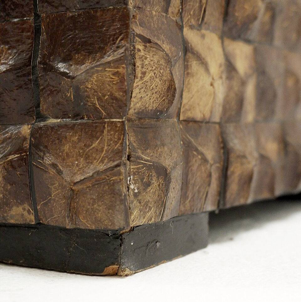 Pair of coconut mosaic shell plant holders