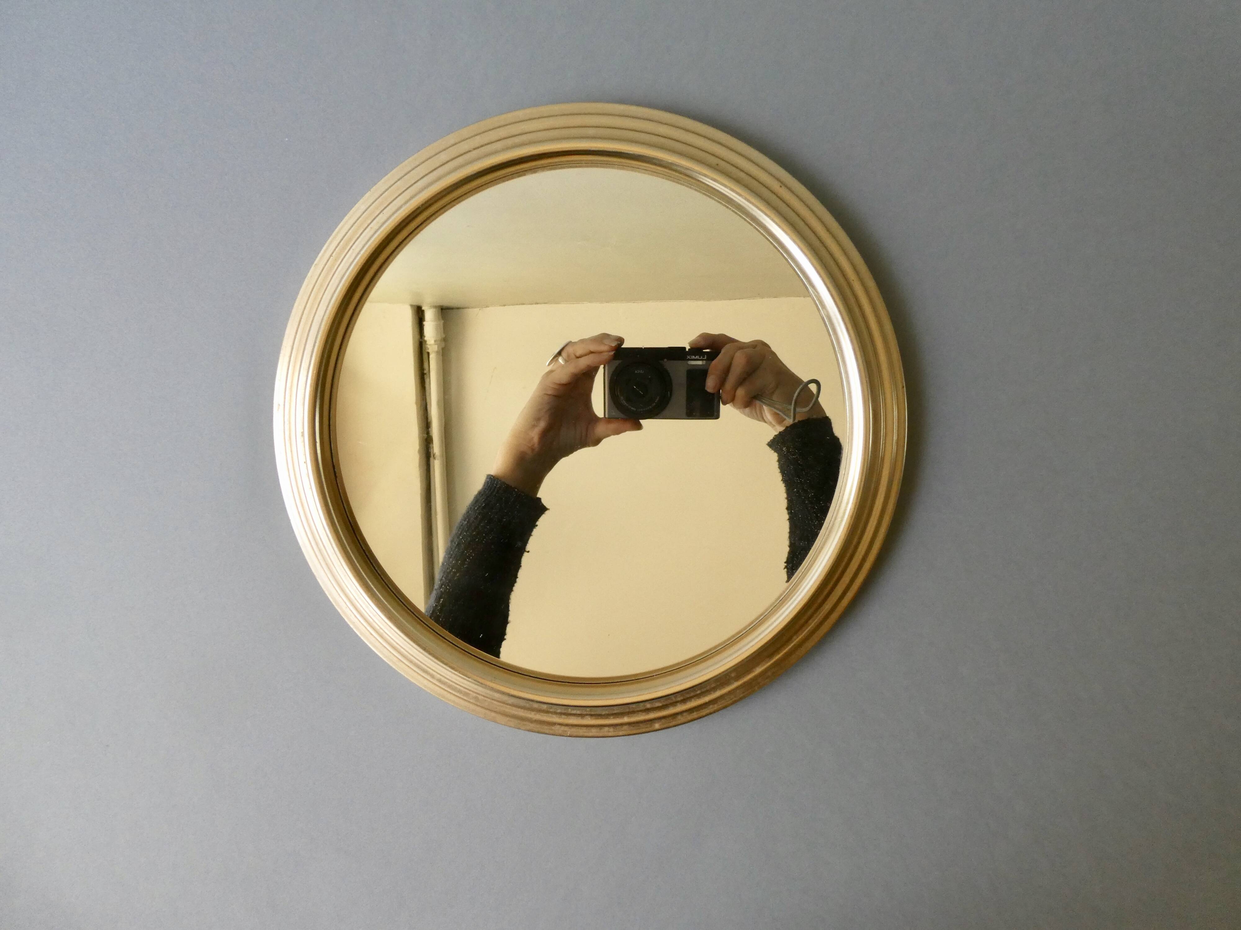 Mirror top in gilded aluminum, diameter 29 cm