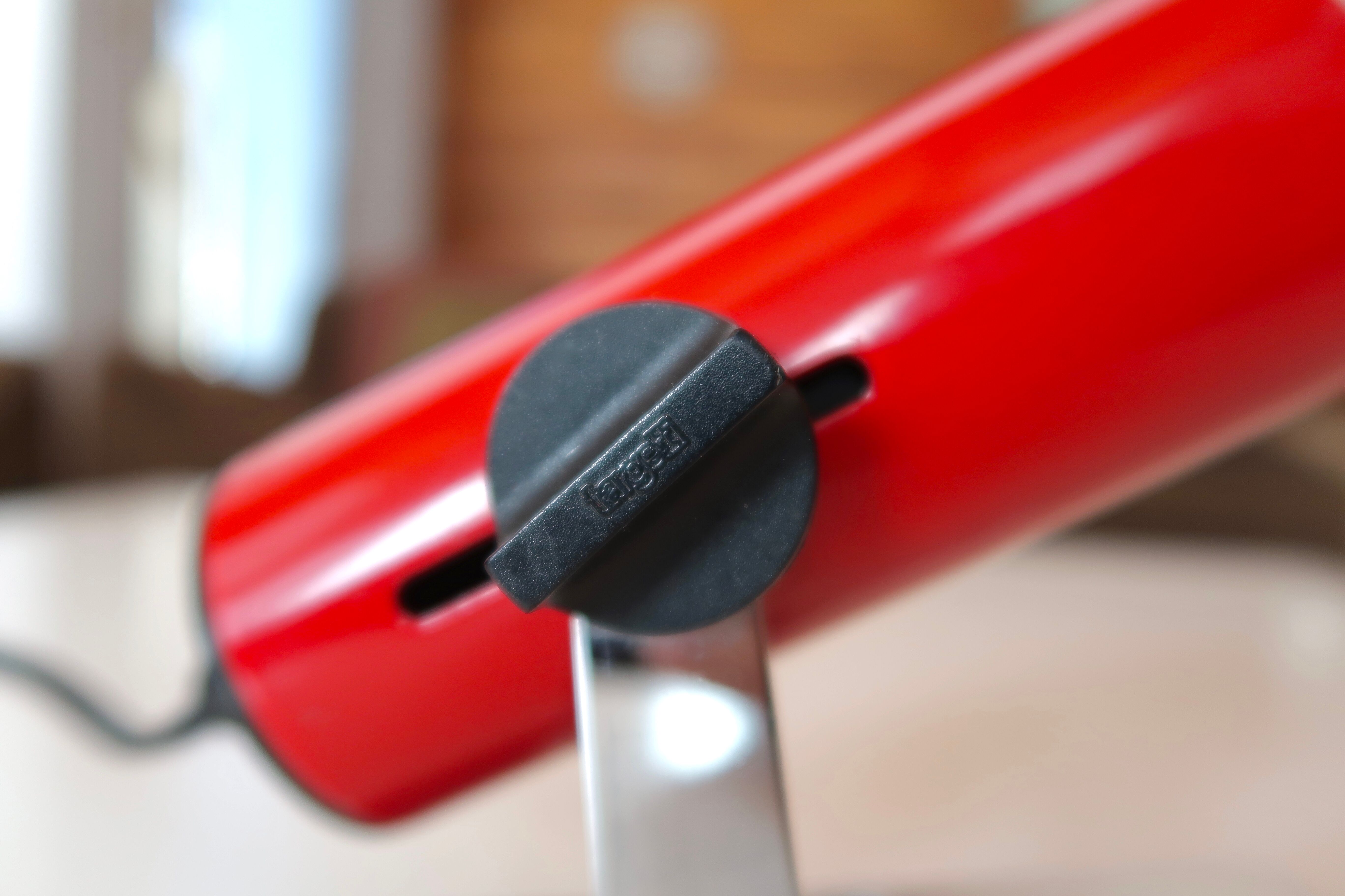 Targetti Sankey red clip-on spotlight, 1970s