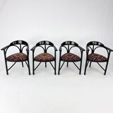 Set of 4 Black Lacquered Model 225 Thonet Armchairs, 1980s