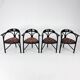 Set of 4 Black Lacquered Model 225 Thonet Armchairs, 1980s