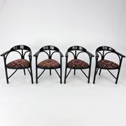Set of 4 Black Lacquered Model 225 Thonet Armchairs, 1980s