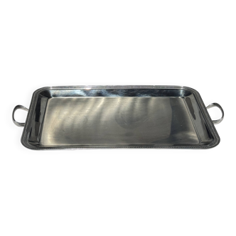 Classic silver tray with pearl stripe frieze