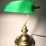 Lámpara vintage de banquero de cristal verde opalino