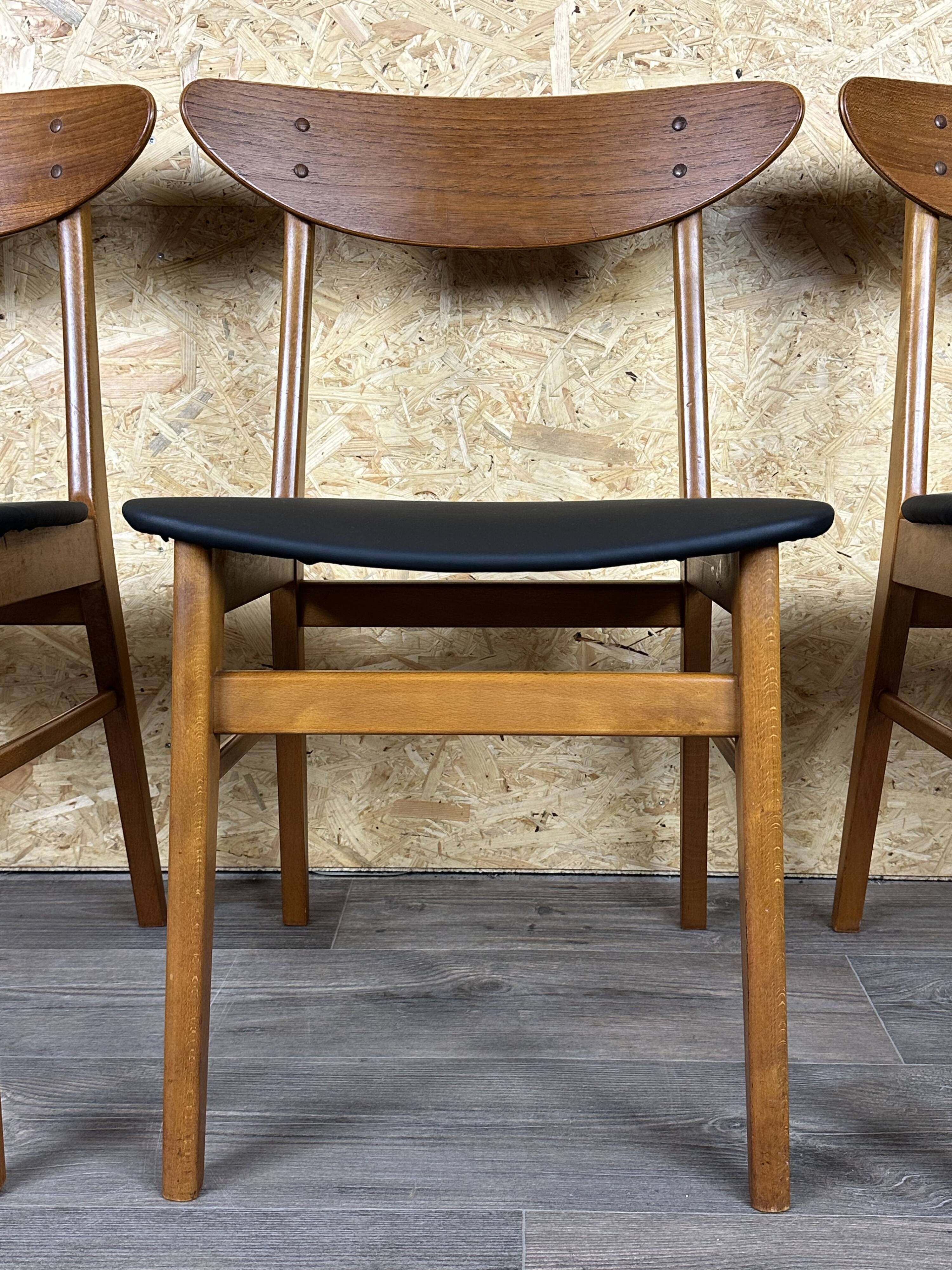 4x 60s 70s Teak Dining Room Chairs Danish Modern Design