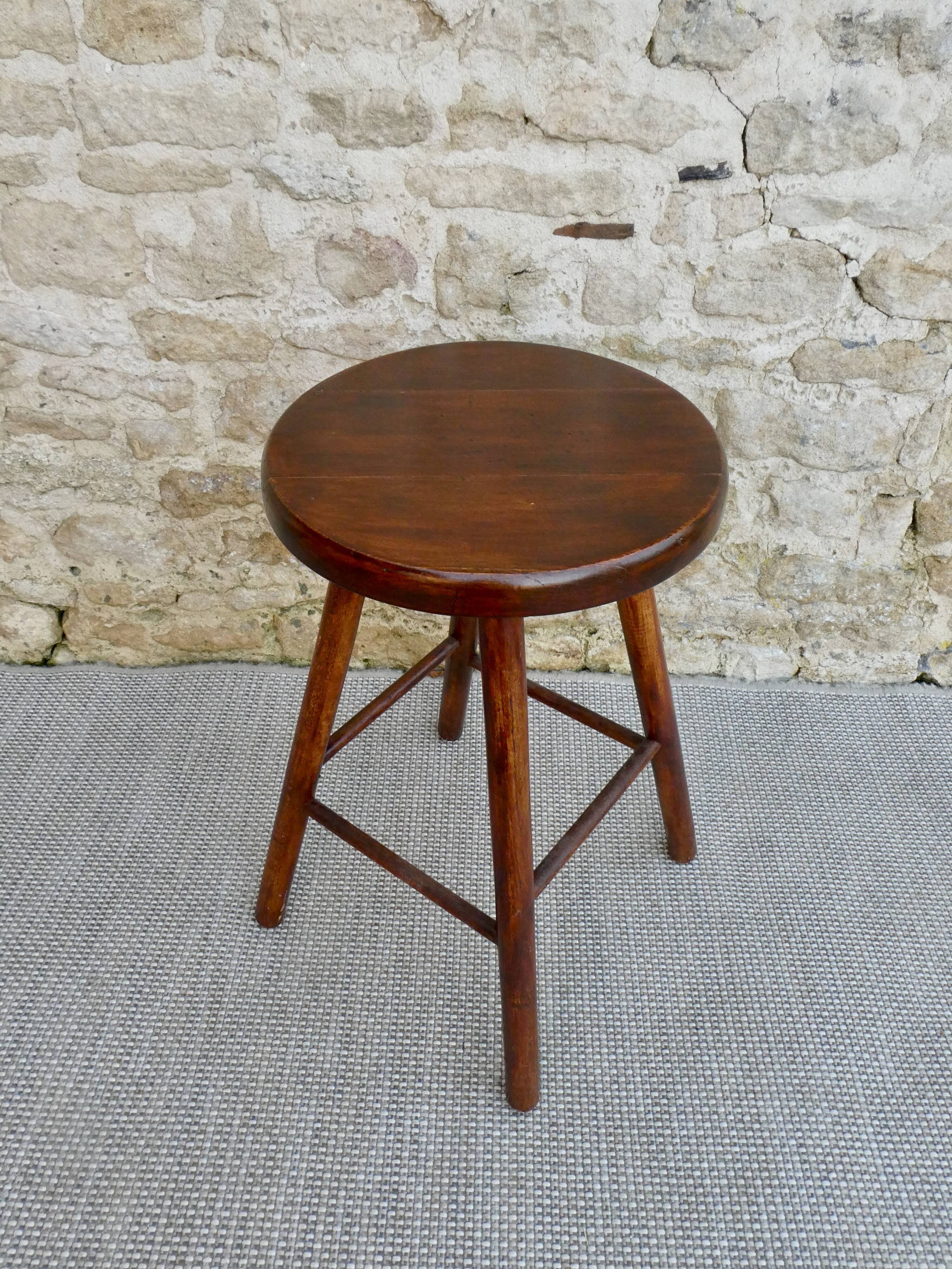 High stool in solid wood 60s