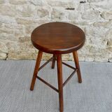 High stool in solid wood 60s