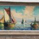 Large oil on canvas "Mediterranean Sea" signed Louis Audrey
