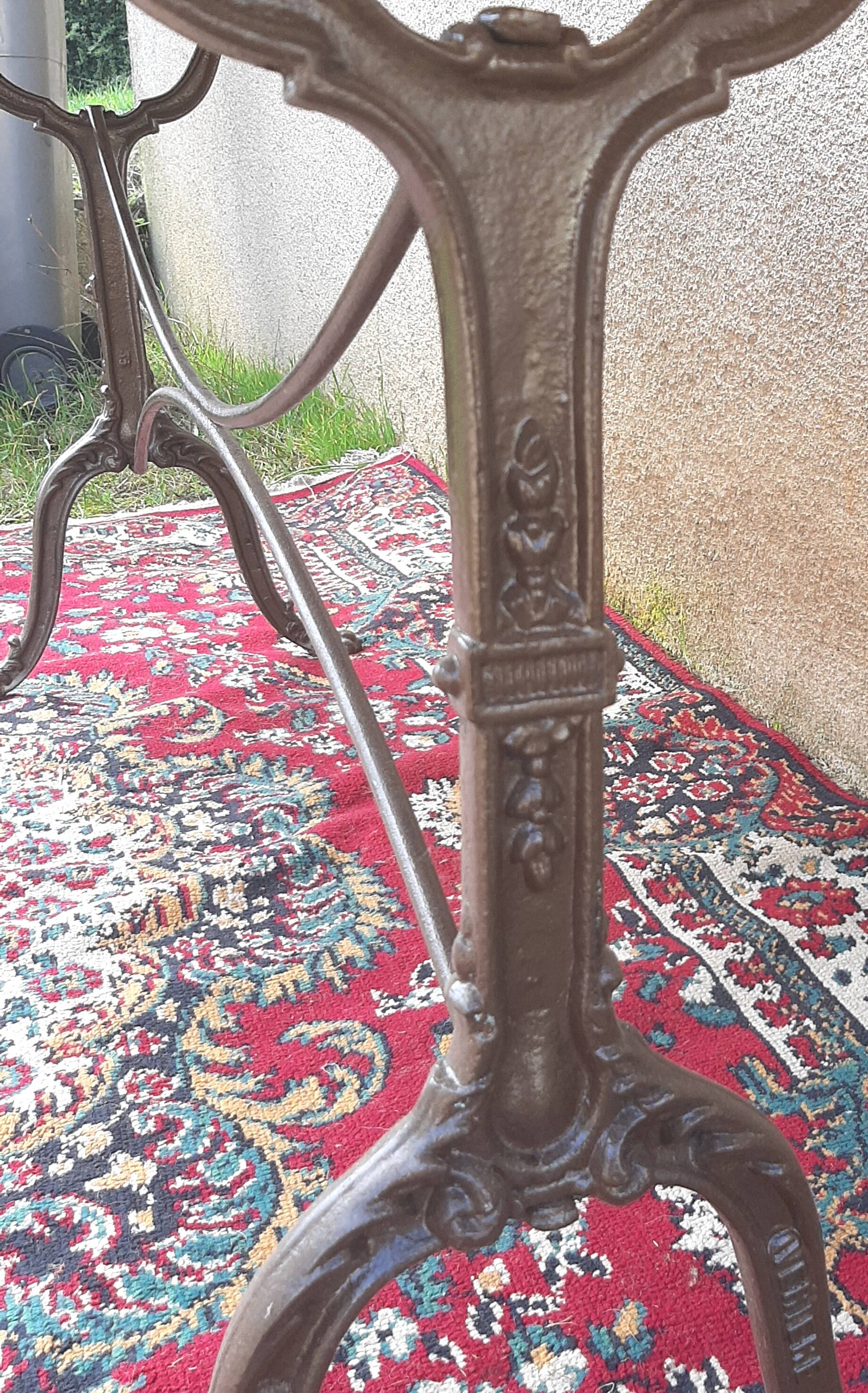 Large bistro table with cast iron legs and cherry top