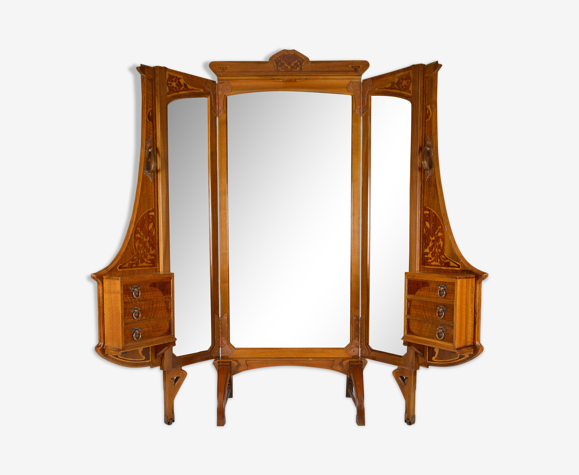 Paravent art nouveau à miroirs avec marqueterie de 1901