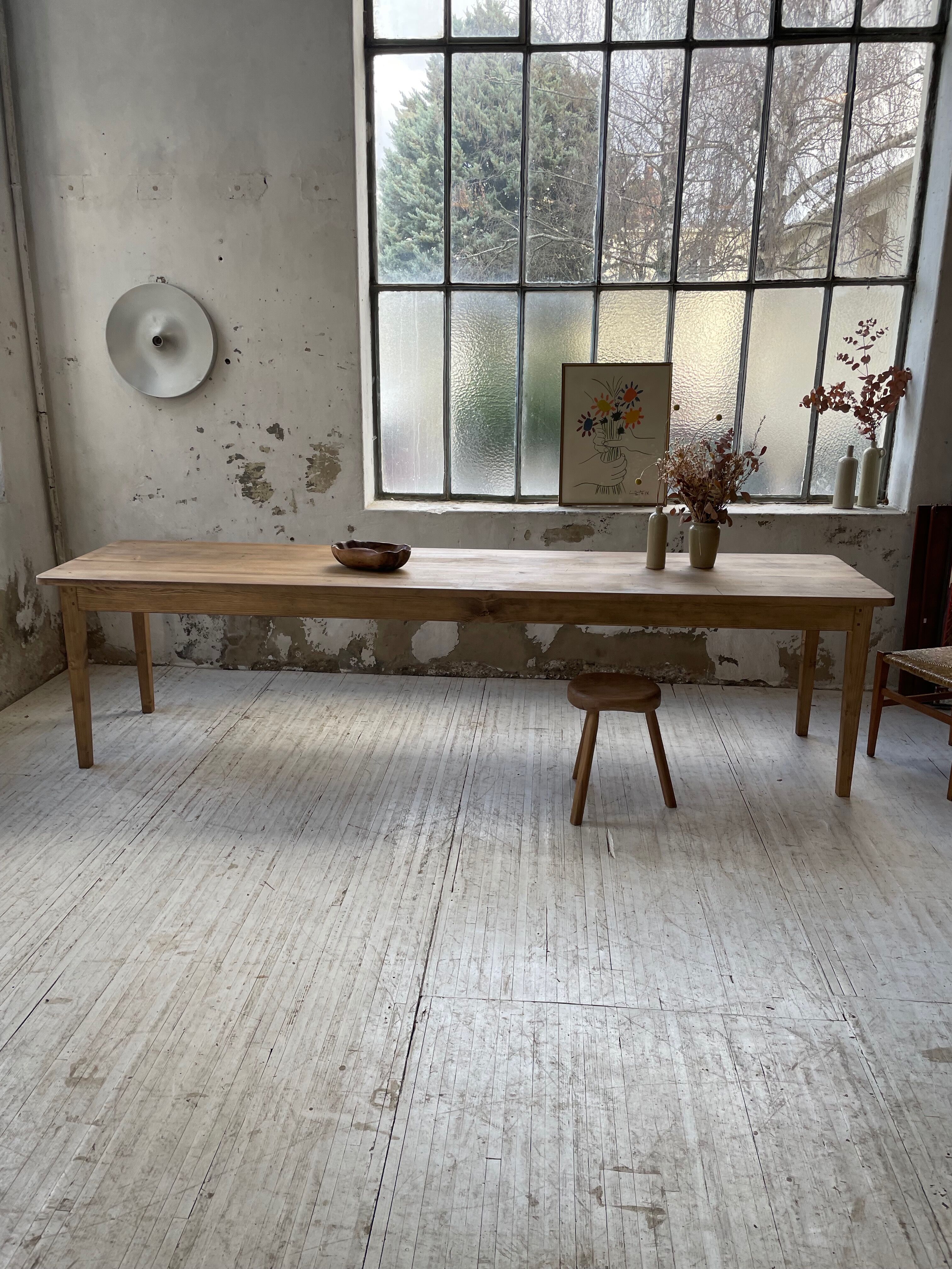 XL farmhouse table in beech and pine 3m