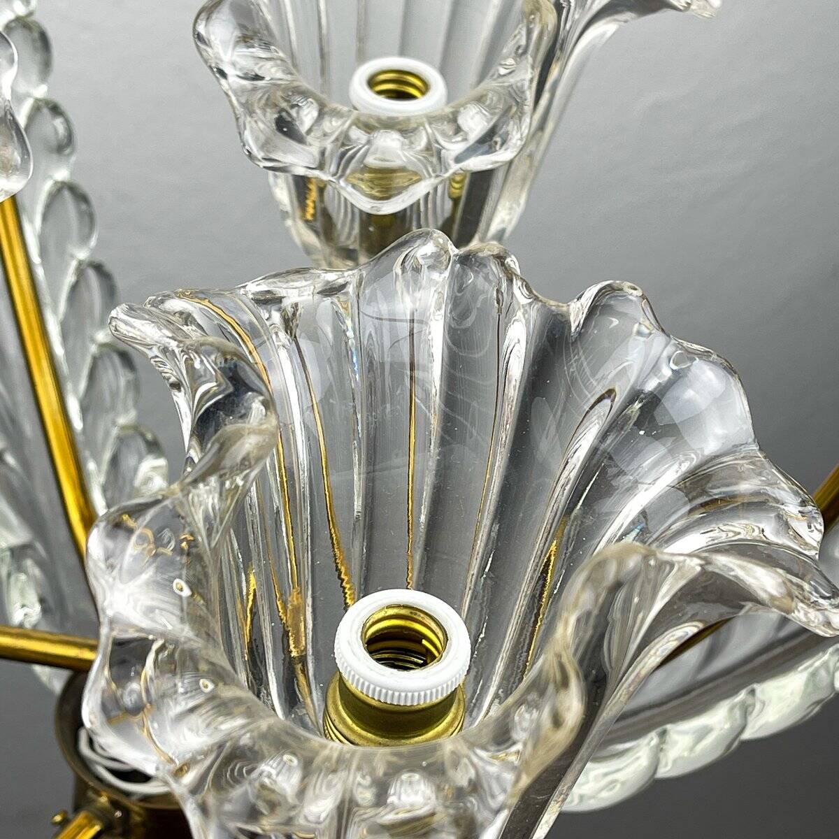 Murano glass chandelier by Ercole Barovier, Barovier & Toso, 1930s.