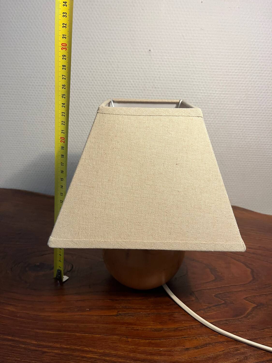Solid wood ball table lamp with lampshade