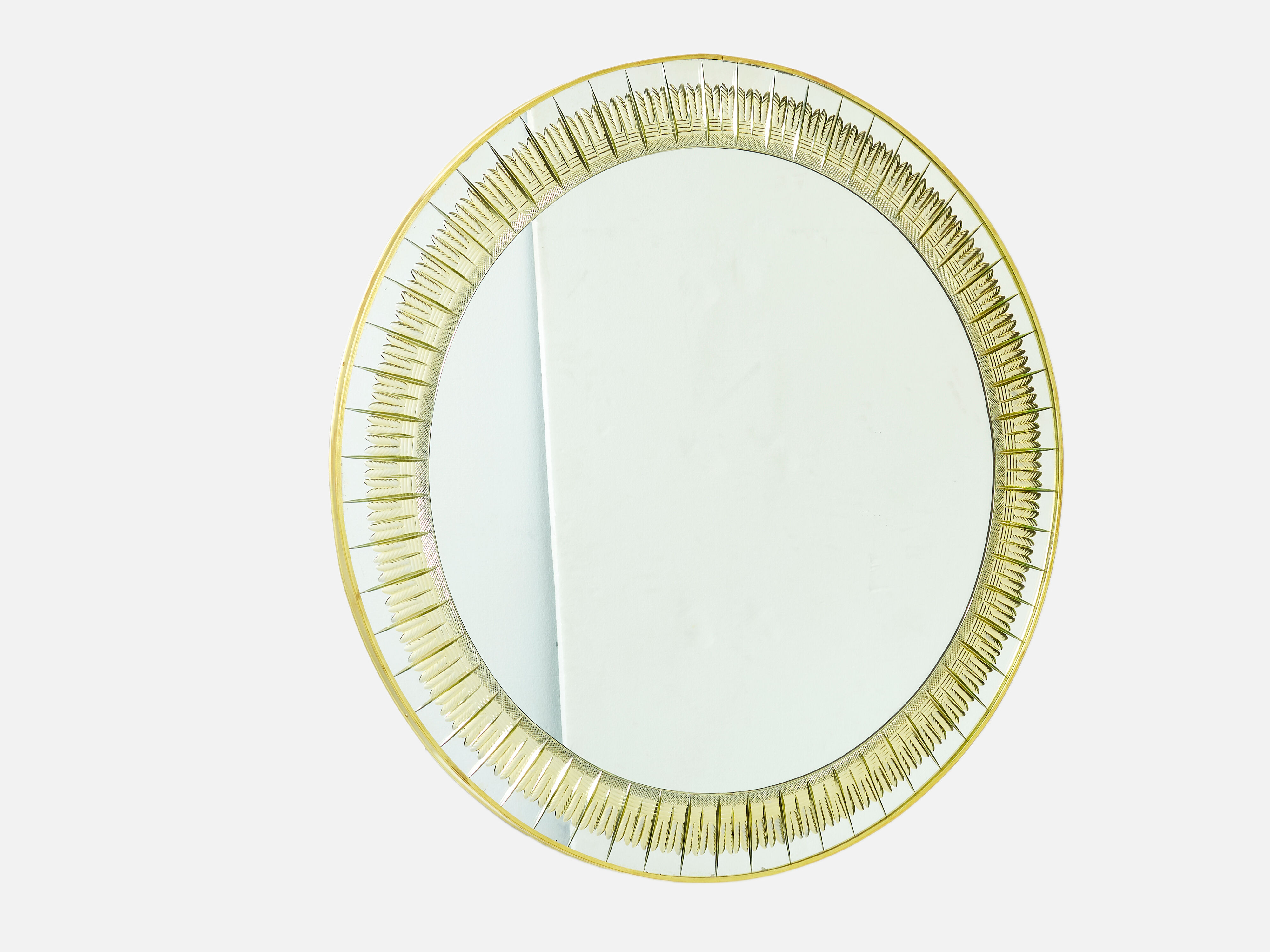 Cristal Arte Italian brass gilded crystal mirror 1960s