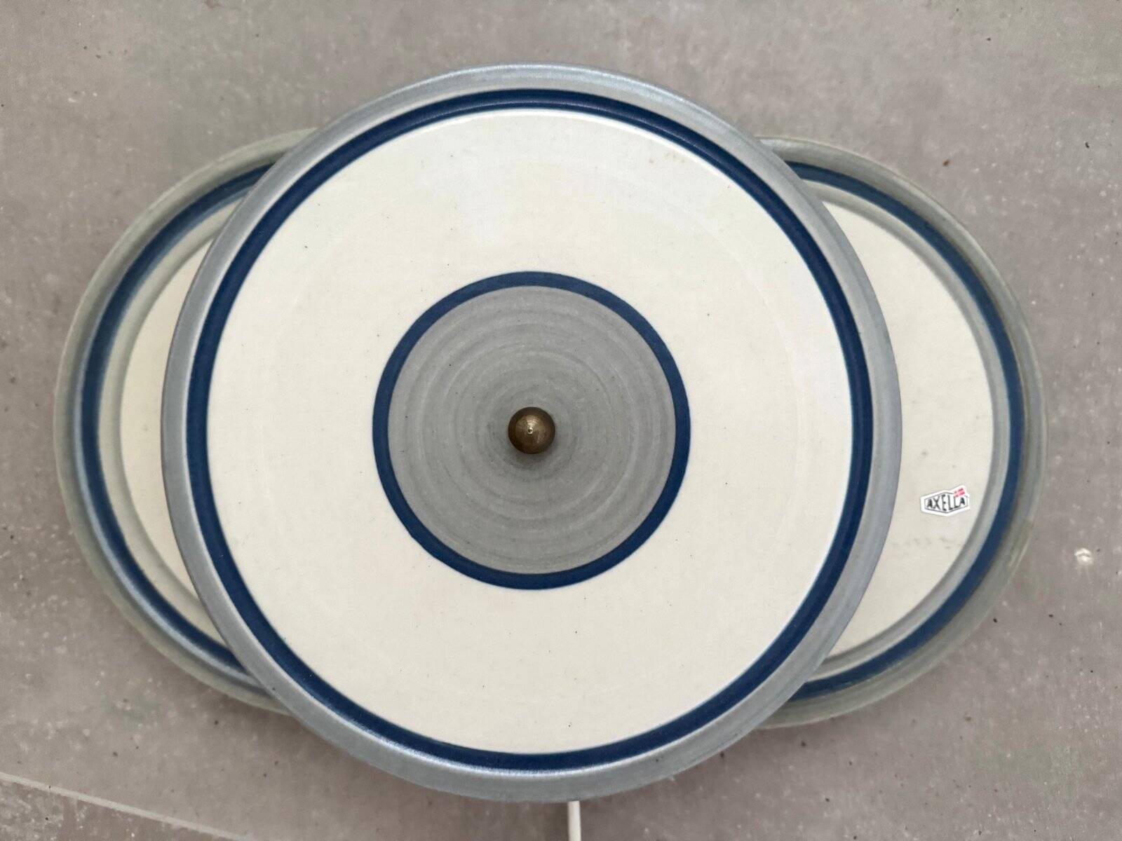 Large triple stoneware wall sconce from Axella, Denmark, 1980s