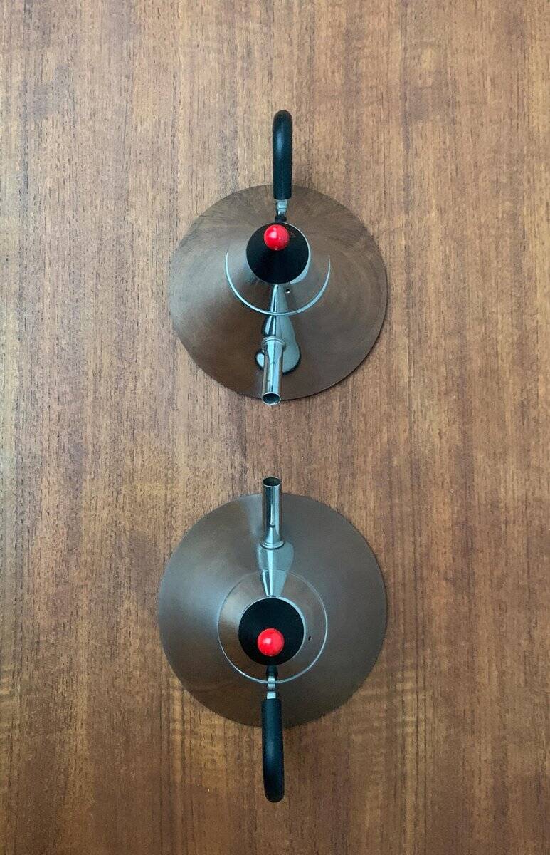 Postmodern Japanese kettle in stainless steel, set of 2