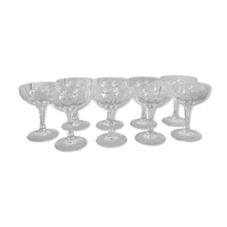 Lot of 9 champagne glasses