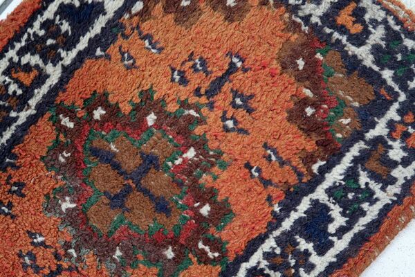 Tapis vintage du Moyen-Orient Hamadan fait main en laine – 41 x 58 cm années 1970
