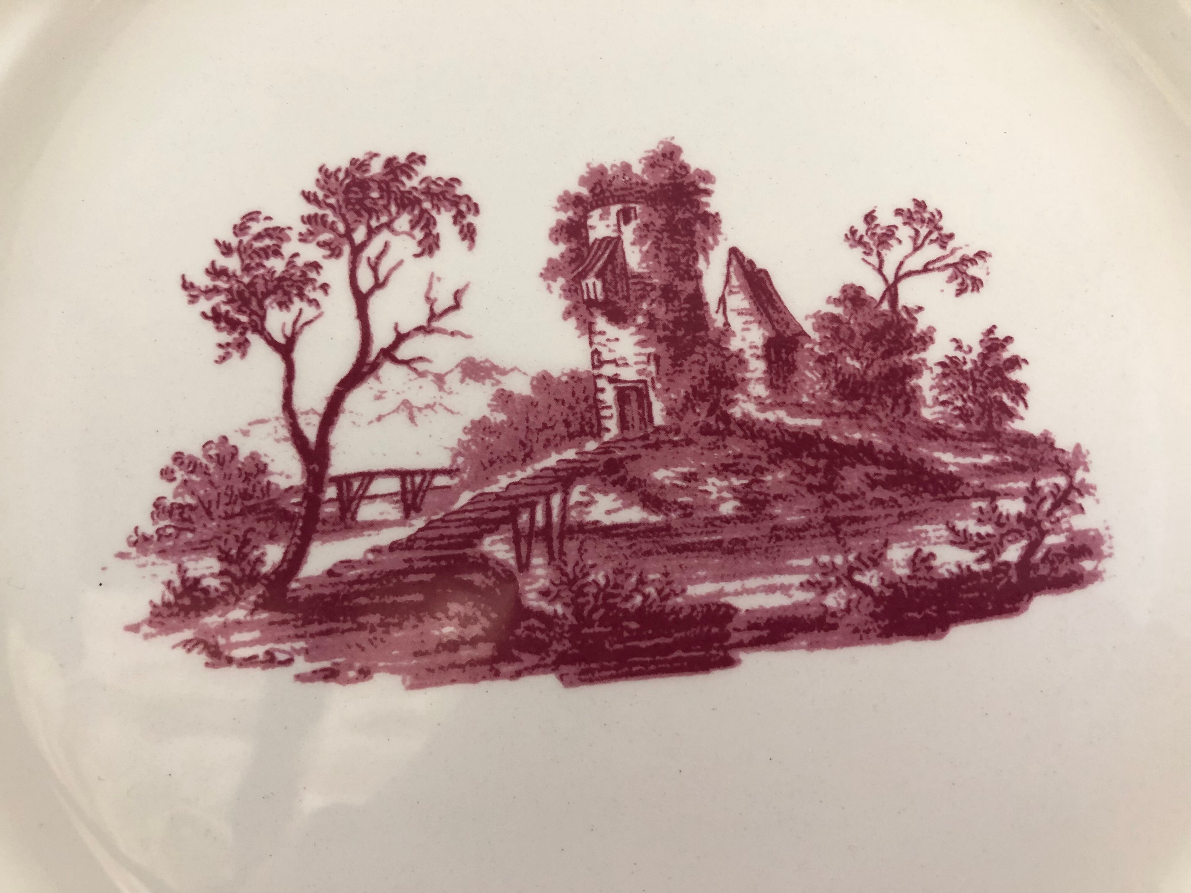 Assiette Gien paysages roses