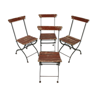 1920s set of four folding garden chairs, czechoslovakia