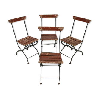 Lot de 4 chaises de jardin pliantes 1920, tchécoslovaquie
