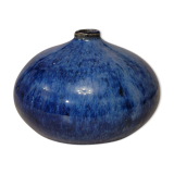 Vase boule en céramique émaillée bleu