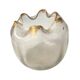 Frosted blown glass round vase with wavy neck, circa 1890-1910.