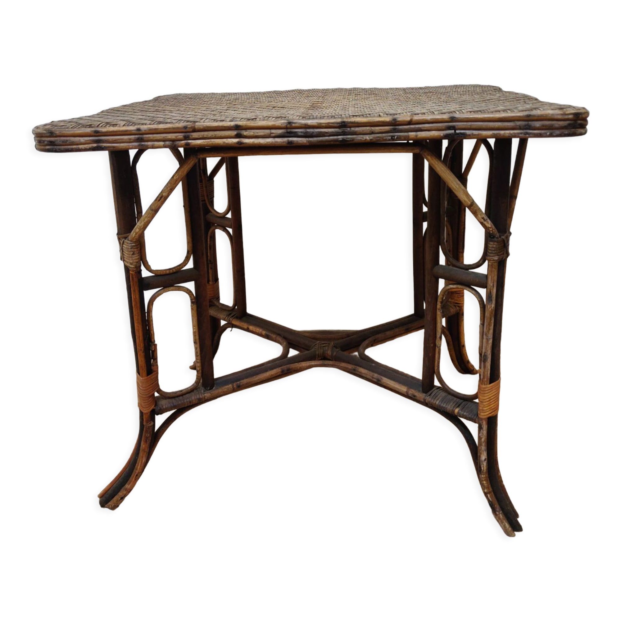 Table en rotin et bambou vintage