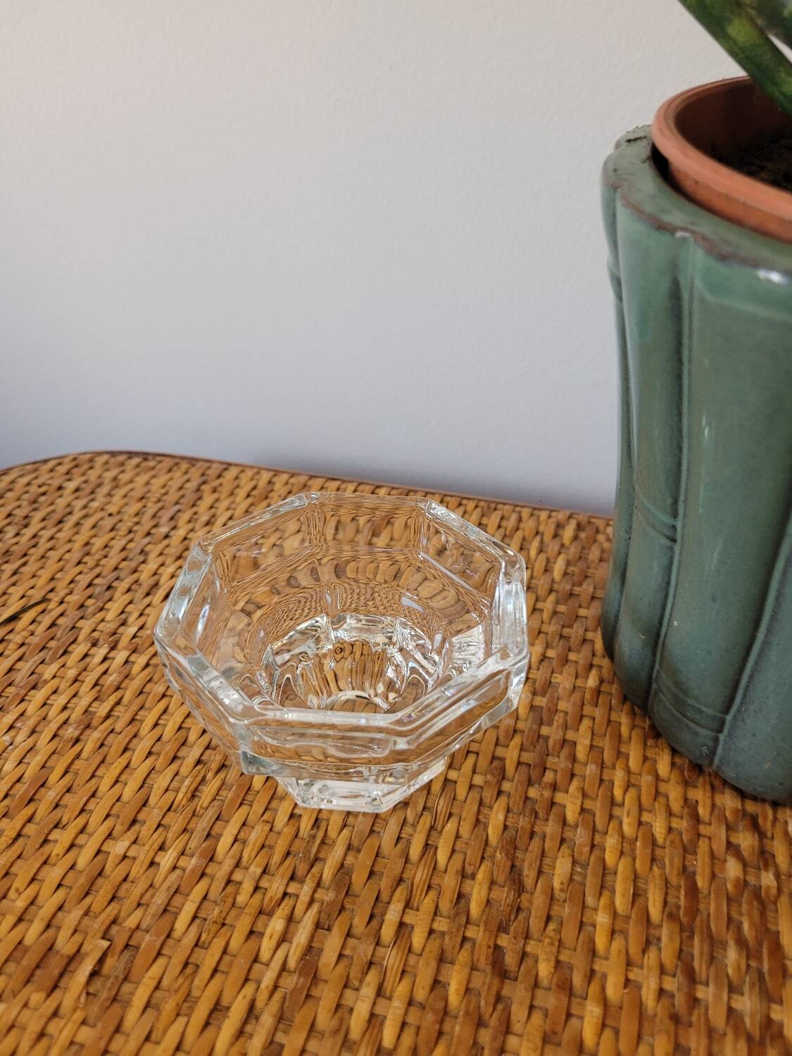 Hexagonal glass candle holder