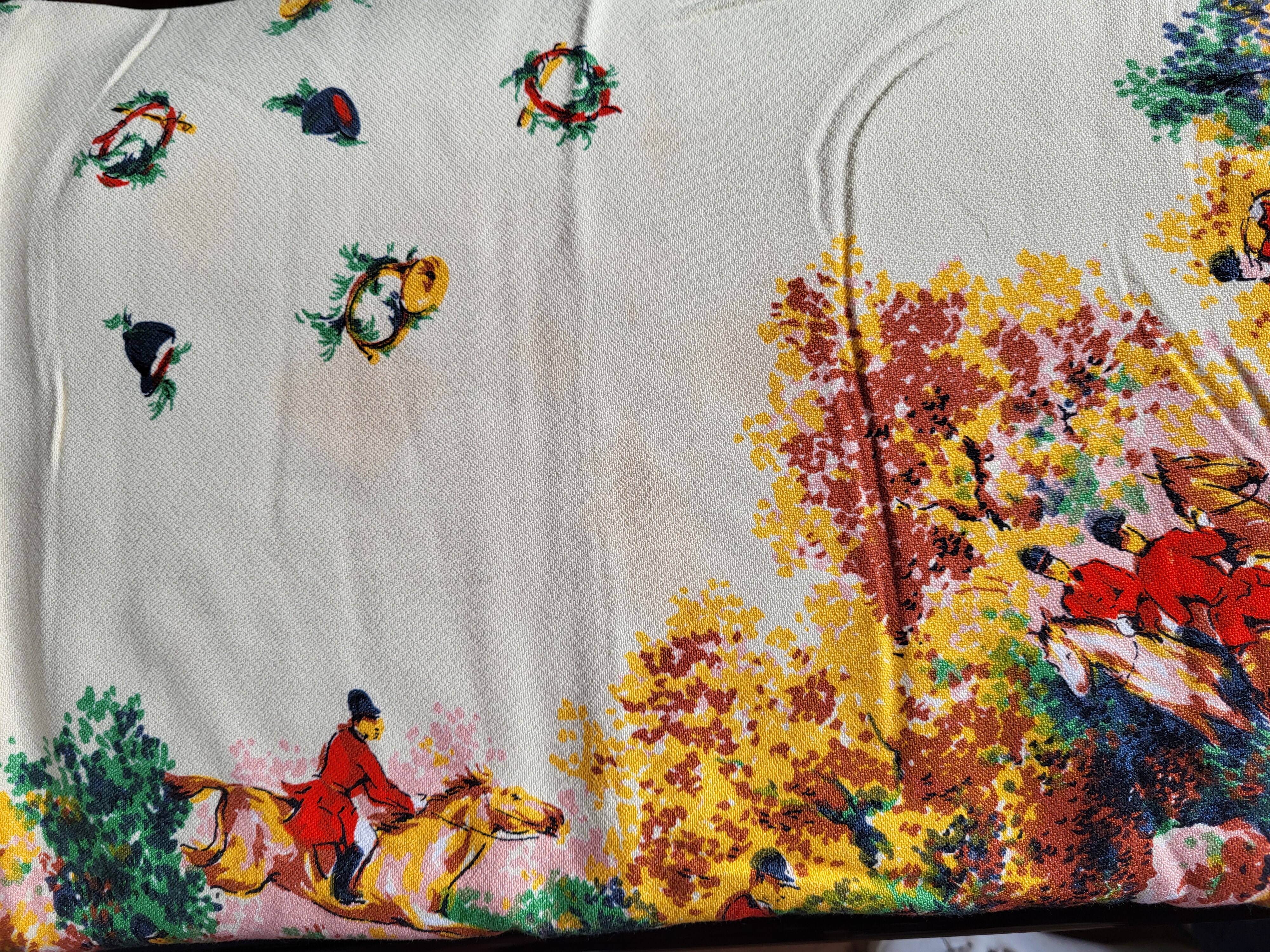 Vintage hunting tablecloth 145x125