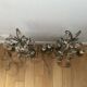 Pair of vintage bronze crystal chandeliers