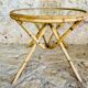 Round bamboo and rattan coffee table with glass top, circa 1960s