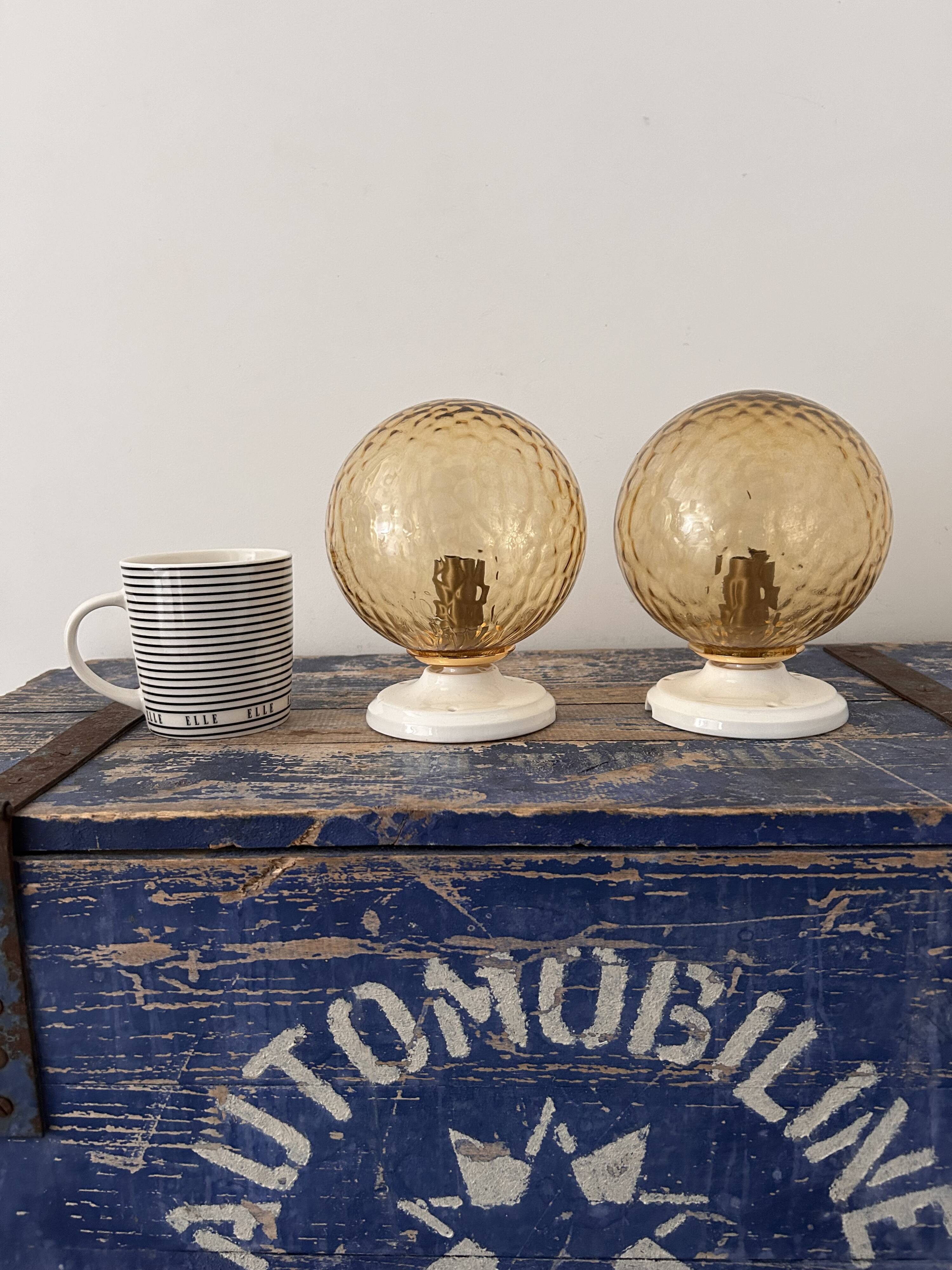 Pair of vintage globe wall lights