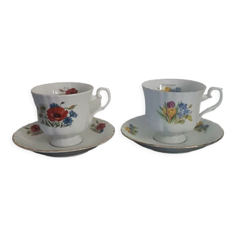 Lot 2 tasses fleuri Printemps Eté vintage