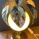 lamp leaves in gold metal and opaline years 70-80