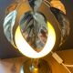 lamp leaves in gold metal and opaline years 70-80