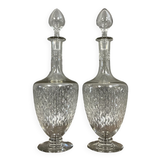Baccarat XIXeme: pair of Carafes to decant crystal wine around 1890