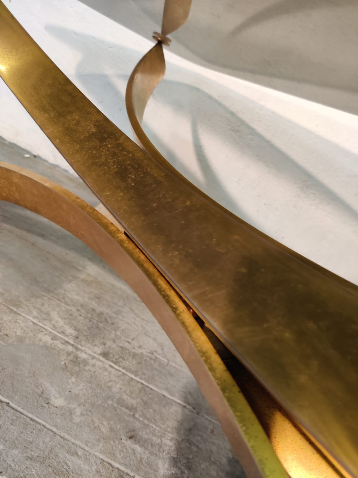 Golden metal coffee table, 70s