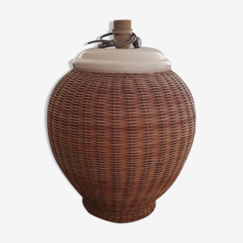 Rattan and ceramic lamp foot 1970 GM