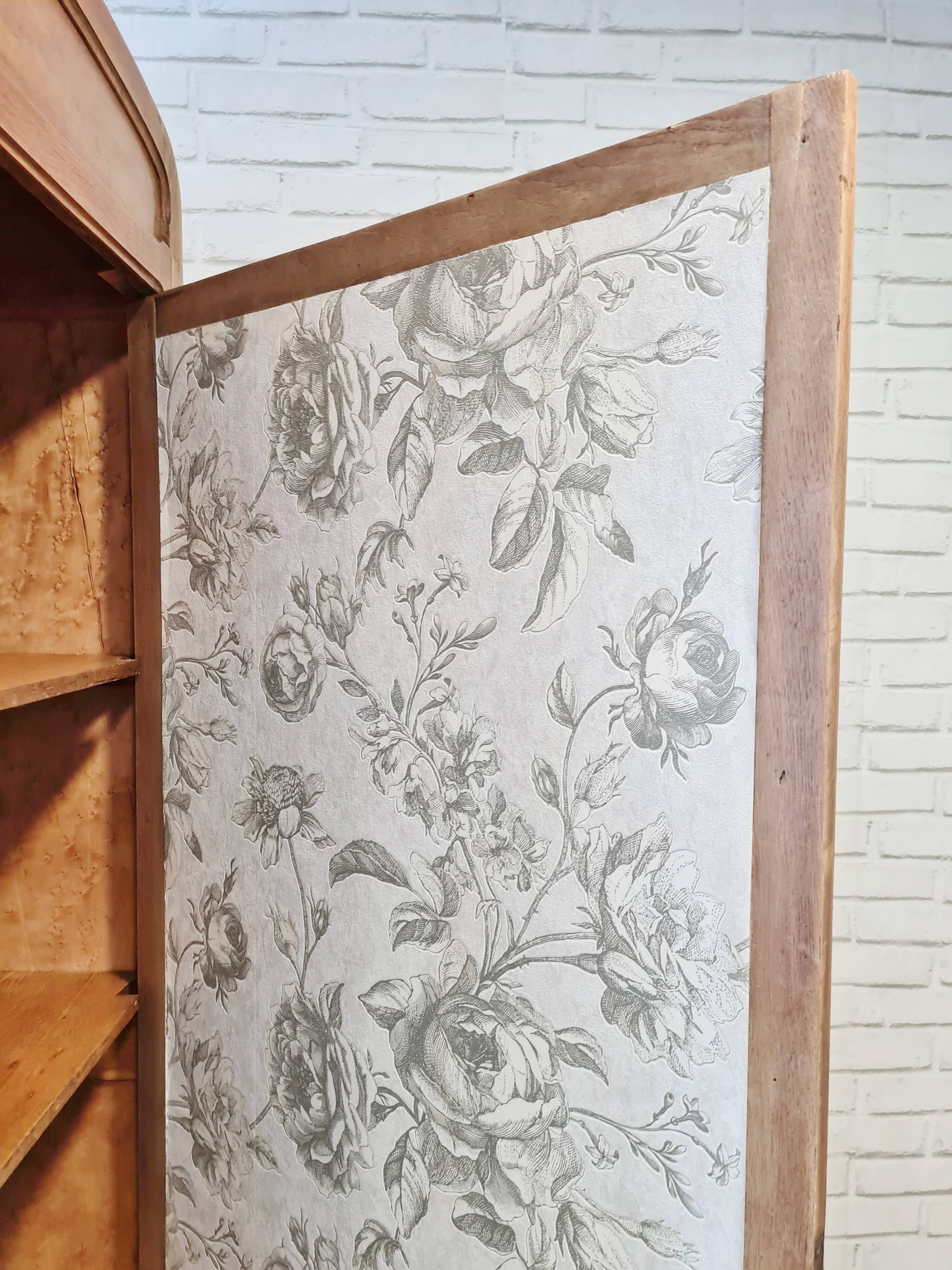 Renovated old oak cabinet, walnut magnifying glass and canning