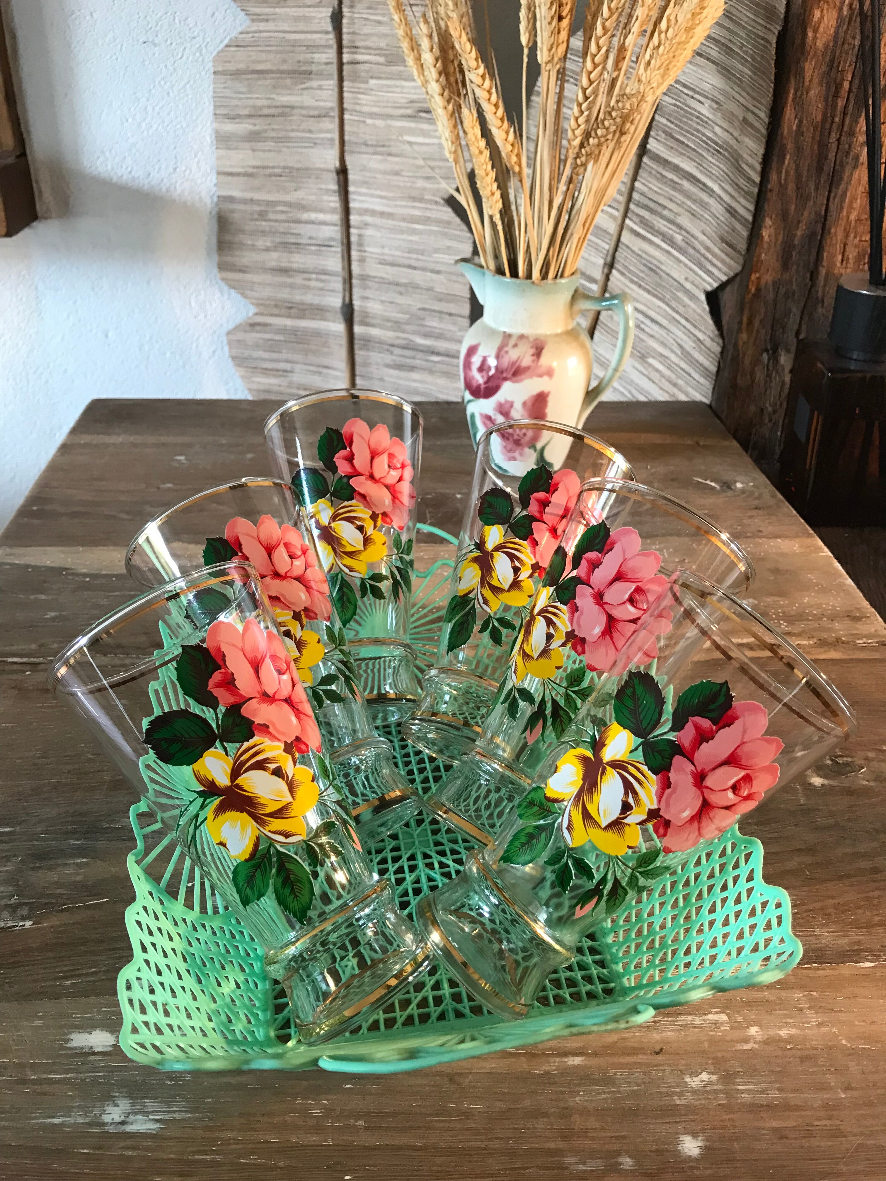 6 vintage high glasses