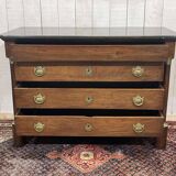19th century Empire chest of drawers in cherry wood and black marble