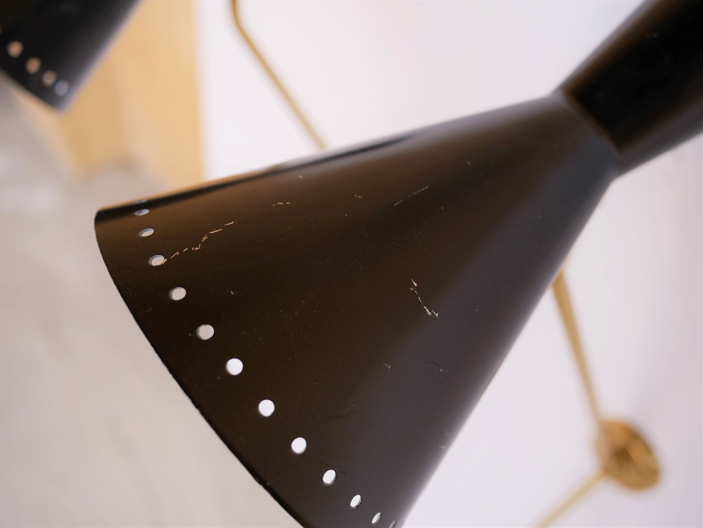 Vintage "Diabolo" wall apply in black metal and brass