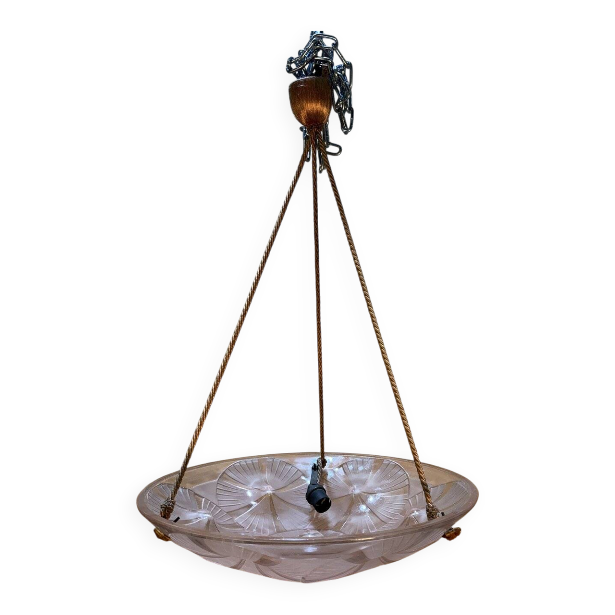 Degué ceiling light, Art Deco pressed moulded glass