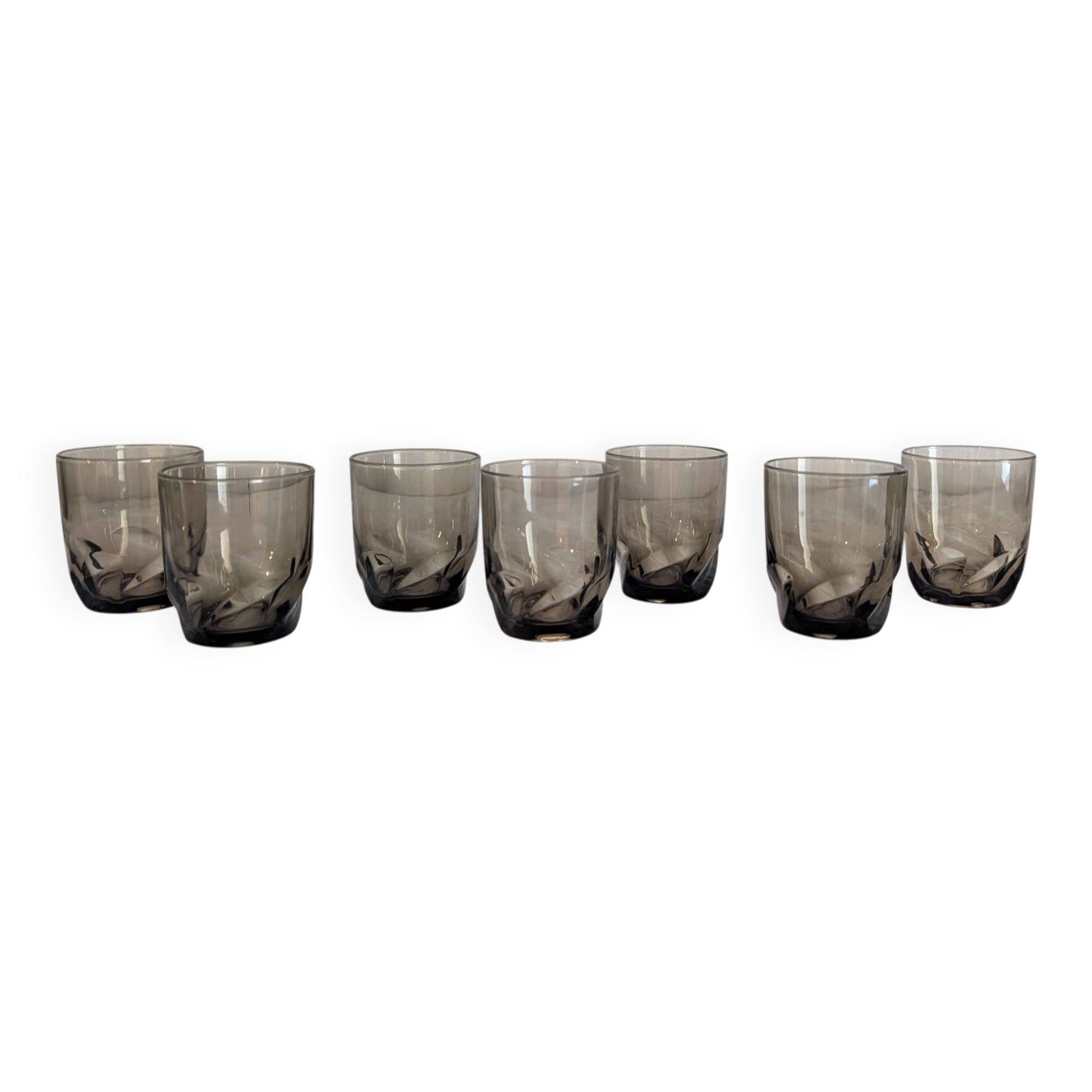 7 smoked glasses French design 1970s