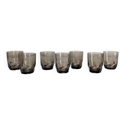 7 verres fumés design français années 1970