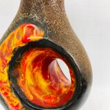 Walter Gerhards vintage vase in orange and brown fat lava, 1960