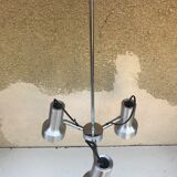 Old hanging 3 arm chromed metal + spots alu 70s vintage