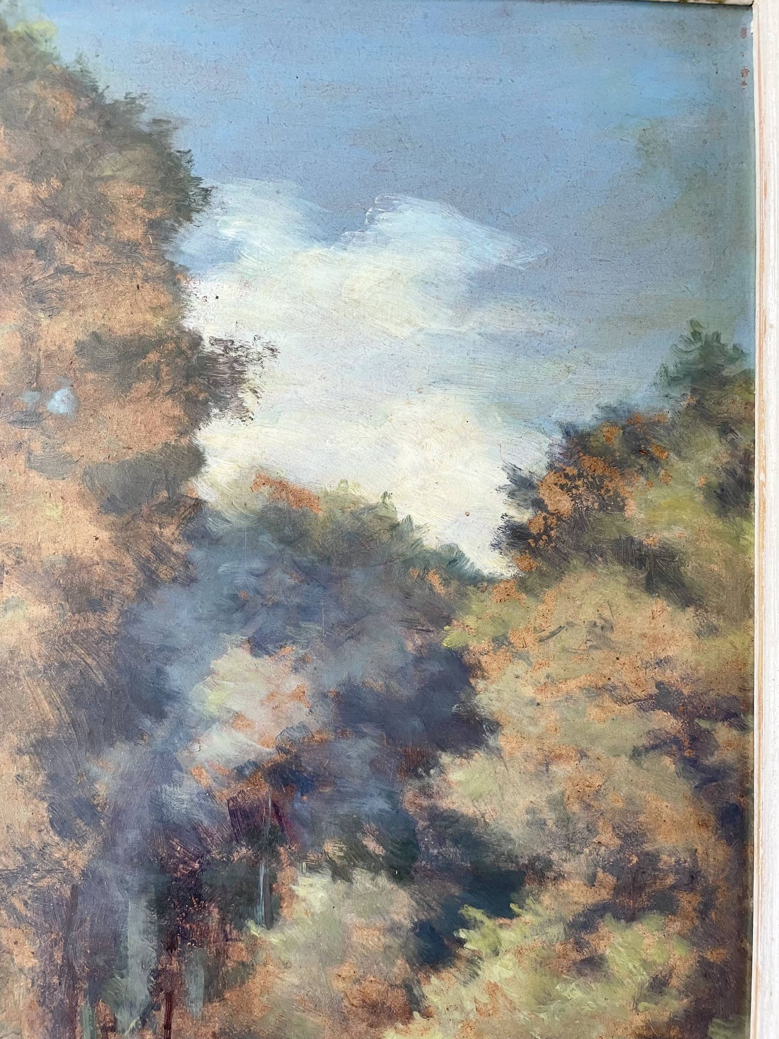 Tableau ancien paysage de forêt signé S.Gautier